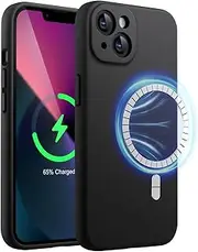 JETech Magnetic Silicone Case for iPhone 13 6.1-Inch, Compatible with MagSafe, Silky-Soft Touch Phone Cover with Camera Lens Full Protection (Black)