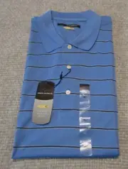 Greg Norman Golf Polo Shirt Men's XL Play Dry Sky Blue Striped NEW !