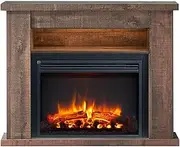 ModaLiving Quartz 2000W Electric Fireplace Heater Mantel Suite Adjustable Shelves Mood Lighting Remote Control White or Rustic Dark Oak Finish (Rustic Dark Oak)