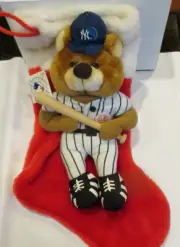 NEW YORK YANKEES PLUSH TEDDY BEAR STOCKING ~LOOKEE~