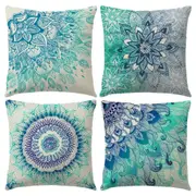 4Pcs Bohemian Home Decoration Sofa Cushion Pillow Covers Prints Value Pack-Turquoise