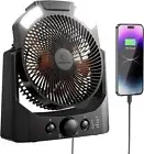 LEMOISTAR Camping Fan with LED Lantern, 20000mAh Battery Operated Fan