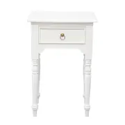 Centrum Furniture Huntely 1-Drawer Turn Leg Side Table - White