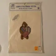 vintage Old Town Completed Cross Stitch Bear With Heart 8x10 USA made