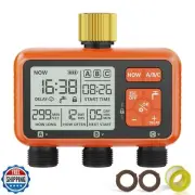 Sprinkler Timer for Garden Hose with Brass Inlet, 3 Outlet Water Timers for H