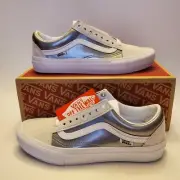 Vans Old Skool Pro Iridescent Men's Size 7 Women's 8.5 Silver Rainbow White