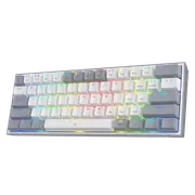 Redragon K617 Fizz 60% Wired RGB Gaming Keyboard, 61 Keys Compact Mechanical Keyboard w/White and Grey Color Keycaps, Linear Red Switch