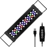 Fish Tank Light, Zingbabu 10W USB Full Spectrum Aquarium Light with Timer for 30-55CM Fish Tank Black