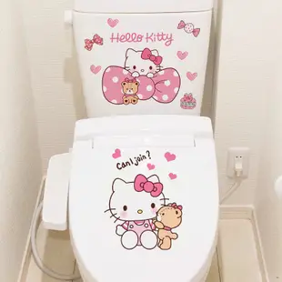 Hello Kitty 可愛 馬桶貼紙 裝飾貼 馬桶蓋貼畫 馬桶貼 自粘貼  防水貼 廁所衛生間裝飾牆貼 居家裝飾 牆布