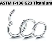 PAIR 14G G23 Titanium Hinged Hoop Septum Clicker Nose Ring Segment Orbital Conch