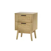 Artiss Rattan Bedside Table 2 Drawers Wood - RIE Oak