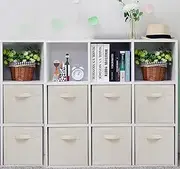 STORAGEIDEAS Storage Cubes, 11 Inch Cube Storage Bins, Set of 8, Fabric Foldable Storage Bins With Handles, Closet Storage Organizer bins, Cubby Clothing Storage Baskets for Shelves, Beige
