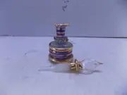 PERFUME BOTTLE GLASS BLUE W/GOLD LEAF PO