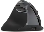 M618ZD-Iron Grey Left Handed Vertical Mouse, Reduce Hands Strain Rechargeable Silent BT Wireless Ergonomic Mouse with USB Receiver and BT 4.0, 6 Buttons and 4 Gear DPI for Carpal Tunnel