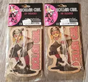 2 Vintage Archie McPhee Air Fresheners: Roller Girl, Cherry Scent; RARE/HTF! New