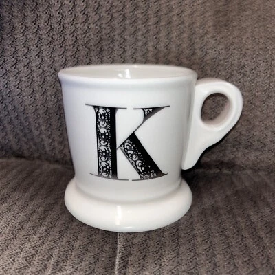 ANTHROPOLOGIE Monogram Mug Personalized Name Coffee Cup Initial Letter K 12oz