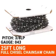 25ft Roll of Chainsaw Chain 3/8LP 043 Picco FULL Chisel Fit Stihl Husqvarna more