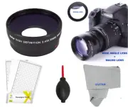 WIDE ANGLE LENS + MACRO LENS + LCD KIT FOR CANON EOS REBEL T5 T5I WITH 18-55MM