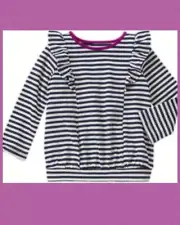 NWT Girls 4T Gymboree BUNDLED & BRIGHT Cotton Navy-blue STRIPED Ruffle TOP SHIRT