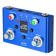 LEKATO 3 in1 Drum Looper Tuner Guitar Pedal 30 Drums 4 Loops 11mins Recording