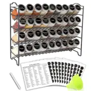 Spice Rack Organizer with 36 Empty Square Spice Jars, 396 Spice Labels with Chal
