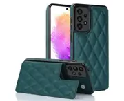 3 Cards Leather Case for Samsung Galaxy A53 5G, RFID Blocking Material to Protect Card Data - Dark Green
