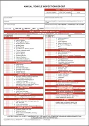 100-PACK. Annual Vehicle Inspection Report Form. 3-Ply Carbonless. DOT Compliant