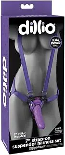 Dillio Strap-On Suspender Harness Set, Purple/black