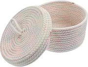 MAGICLULU 1PC Cotton Rope Storage Basket with Cover Lightweight Sundry Organizer for Home for Decorative Storage and Nursery Use Safe for Pets