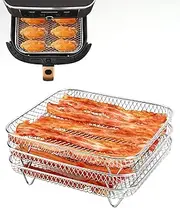Air Fryer Rack for Instant Vortex COSORI NUWAVE Air Fryer Oven- 304 Stainless Steel Three Stackable Dehydrator Rack Toast Rack Stand Accessories