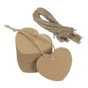 100Pcs Brown Price Tags with Twine String, 2.36 x 2.17 Inch Heart Gift Tags