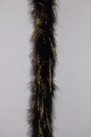 MARABOU FEATHER BOA 22 Grams - BLACK w/ Gold LUREX Costume/Hats