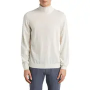 BOSS Musso Virgin Wool Turtleneck Sweater in Open White at Nordstrom, Size Medium