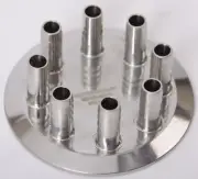 Keg Distributor Cap | Tri Clamp 4 inch x (8) 1/2 in Hose Adapters SS304 (3 Pack)