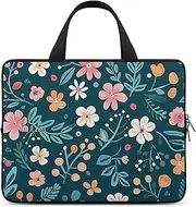 FHPCE Laptop Shoulder Bag Laptop Bag Computer Bag Teal And Peach Pattern Messenger Bag for Unisex, Teal and Peach Pattern, 10inch