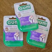 GUM Pre Cut Ortho Wax Sunstar For Braces Lot Of 3 NEW