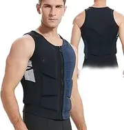 Life Jacket, Adults 3MM High Elastic Diving Fabric Buoyancy Vest Breathable Paddle Boarding Buoyancy Aids for Kayak Fishing Snorkel Diving Surfing Motorboat