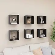 Wall Cube Shelves 6 pcs Grey 26x15x26 cm Floating Storage Home Decor Organizer