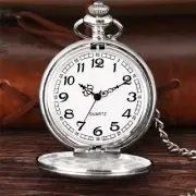 Smooth Silver Quartz Pocket Watch 30cm FOB Chain Gift for Men Women Fashion Gift