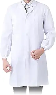 [EZONEDEAL] Professional Lab Coat For Men & Women, Long Sleeve Poly Cotton Medical Coat, White Unisex Labcoat, White Unisex Labcoat, Doctors Lab Coats, Women's Lab Coat
