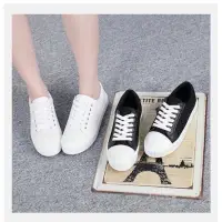在飛比找蝦皮購物優惠-韓國-菱格編織造型綁帶厚底休閒鞋-白色-25號-免運（無鞋盒