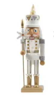 New Santa's Workshop 15" Silver & Gold Nutcracker Holiday Decoration