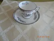 Wedgwood Kutani Crane Leigh Shape Footed cup and saucer, pattern R4464,design in
