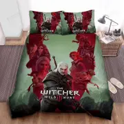 v3729 Bed Sheets The Witcher 3 Wild Hunt Main Characters Artwork Duvet Cover Set Bed Sheets IU3729