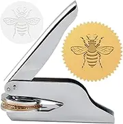 CRASPIRE Bee Embossing Stamp, Stainless Steel, Round, Stamp, Hand-Held, Notary, Official, with Plastic Box for Books, Envelopes, Napkins, Paper