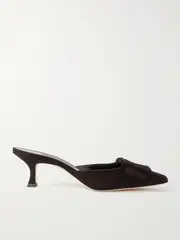 [Manolo Blahnik] Manolo Blahnik - Maysale 50 Buckled Suede Mules - Dark brown - IT40 IT 40 Brown