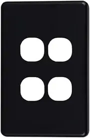 4C | Classic 4 Gang Switch Polycarbonate Cover Plate - Black Colour