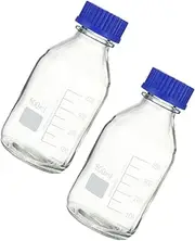 FIXOSHEE 2Pcs Glass Chemical Bottle Transparent Storage Bottles for Laboratory Use for Students and Professionals and Lightweight