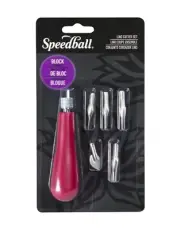 Speedball 41231 Linoleum Cutter 5 Assorted Lino Cutters Plastic Storage Handle