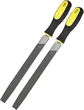 uxcell 2-Pack Flat Metal File 8 Inch, High Carbon Steel File Diamond File Hand File W PVC Grip Handle for Wood/Metal/Ceramic/Glass/Stone/Jewelry/Tile/Model/DIY/Sharpening File